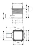 HANSGROHE - RainDrain Point Podlahová vpust, 10x10 cm, kartáčovaná nerezová ocel 56247800