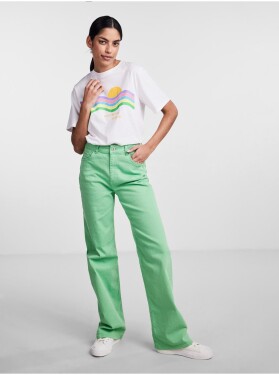 Světle zelené dámské široké džíny Pieces Holly dámské