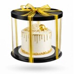 Cake Star Cake Star 4Cake Plastový kulatý box na dorty černý bez stuhy (26 x 26 x 44 cm)