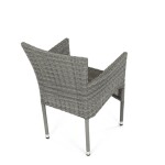 Židle zahradní, šedý umělý ratan, kov, stohovatelná.