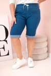 Dámské bavlněné šortky Plus Size s vázáním džínovina XL