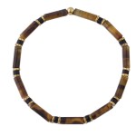 Luxusní pánský náramek Antonio Gold - tygří oko, zlatý hematit, Hnědá 20 cm