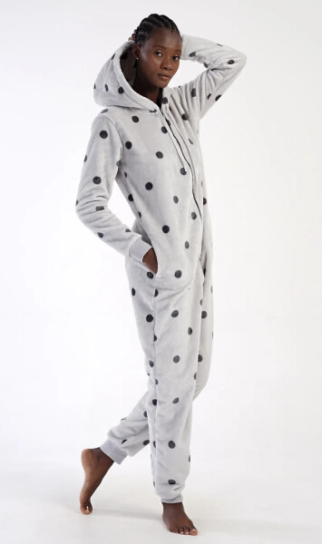 Dámský overal Puntík Šedá vzor - Vienetta šedá s puntíkem M