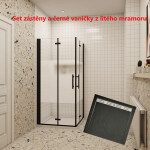 H K - Sprchový kout MELODY BLACK LINE R101, 100x100 se zalamovacími dveřmi včetně černé vaničky z litého mramoru MBLINER101/BLACKSTAR1010SET