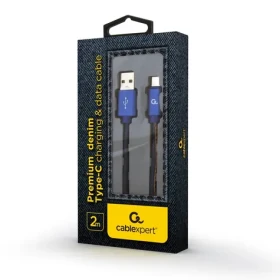 Gembird 2m jeans / Kabel USB-C / USB 2.0 / opletený / 2,1 A nabíjení (CC-USB2J-AMCM-2M-BL)