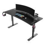 ULTRADESK Cruiser černá / Herní stůl / 160 x 70 x 66 - 82 cm / nastavitelná výška / LED osvětlení (UDESK-CR-BK)