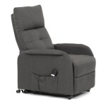 Křeslo polohovací, eletrické, šedá látka.