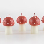 Meri Meri Svíčka muchomůrka Mini – set 6 ks, červená barva