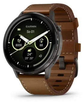 Garmin Venu 4 45 mm šedá, černý/hnědý řemínek / Chytré hodinky / AMOLED / GPS / Wi-Fi / 5 ATM (010-03014-03)