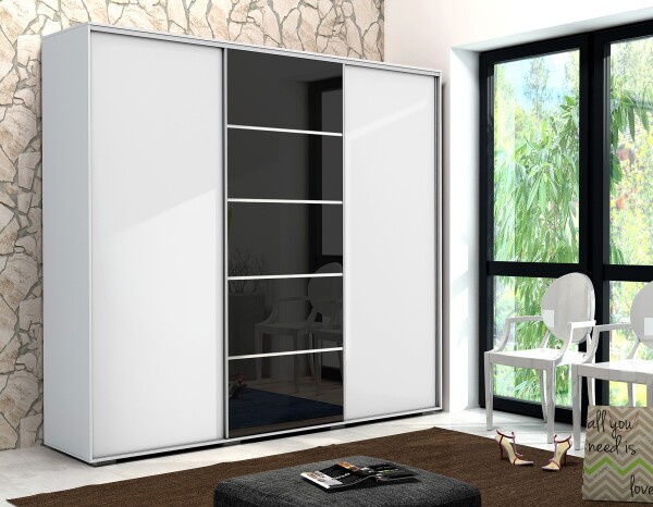 Šatní skříň Ska A28 XL Barva korpusu: Dub - sonoma, Rozměry: 278 cm, Dveře: Grafit
