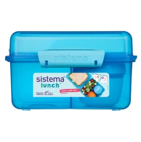 Sistema Lunch Tříkomorová krabička s nádobou na jogurt s dvojitým víčkem 2 l modrá (8592001419551)