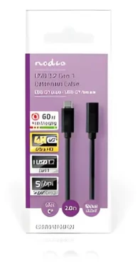 Nedis USB-C(M) - USB-C(F) černá / Prodlužovací kabel / USB 3.2 Gen 1 / 60 W / 5 Gbps / 4K 60Hz / 2 m (CCGB64010BK20)
