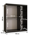 Šatní skříň Abi Flutes 2 Rozměry: 250 cm, Barva korpusu + barva dveří: Bílá + Bílá
