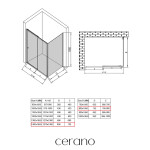 CERANO - Sprchový kout Varone POINT L/P - 6 mm - černá matná, transparentní sklo - 140x80x195 - posuvný CER-DY505B-14080