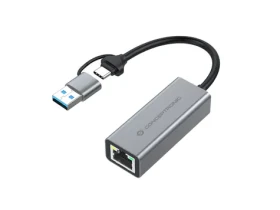 Conceptronic USB-C/USB-A – GbE šedá / Síťový adaptér / 5 Gbit/s USB / 0,18 m (ABBY08G)