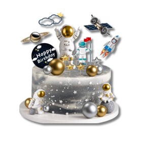 Dortisimo Zápich do dortu Vesmír se zlatými a stříbrnými koulemi (22 ks)