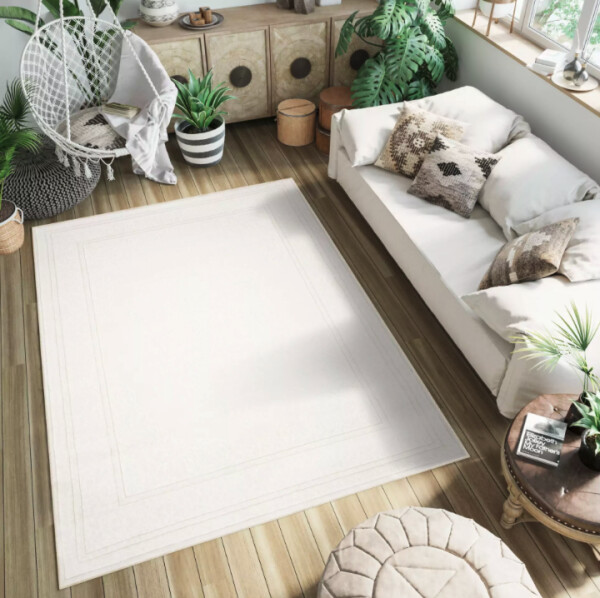 DumDekorace Moderní bílý koberec HERA PC45A s jemným reliéfním vzorem Šířka: 120 cm | Délka: 170 cm