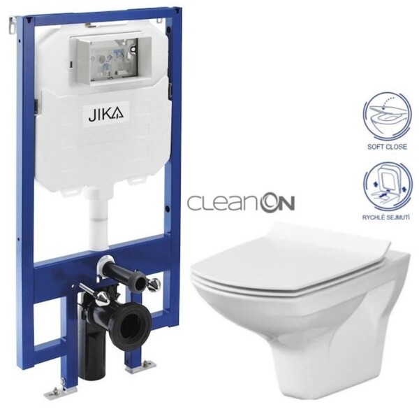 JIKA předstěnový instalační 8 cm systém bez tlačítka + WC CERSANIT CLEANON CARINA + SEDÁTKO H894652 X CA3