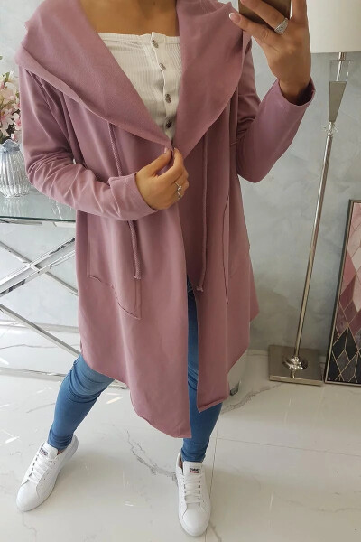 Volná bunda s kapucí 8928 tmavě růžová - Kesi UNI