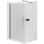 CERANO Sprchová zástěna Walk-in Onyx Cube L/P - 8 mm - hranatá vzpěra - černá matná, rýhované sklo - 60x200 cm