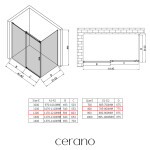 CERANO - Sprchový kout Santoro - levá - 6 mm - černá matná, mléčné sklo - 120x80 - posuvný CER-665650