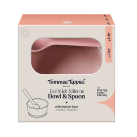 Tommee Tippee Silikonová mistička s přísavkou a lžičkou růžová (448747-T)