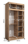 Šatní skříň Abi T1 s nástavcem Barva korpusu: Bílá, Rozměry: 250 cm, Dveře: Dub artisan