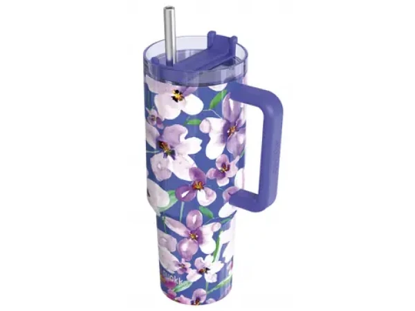 Quokka Nerezový termohrnek s brčkem Stream Flower Dusk 1200 ml (40042QO)