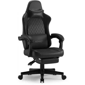 SENSE7 DEVON PU černá / Herní židle / Ekokůže / nastavitelná / pojezdová kolečka / nosnost 120 kg (5902659848017)