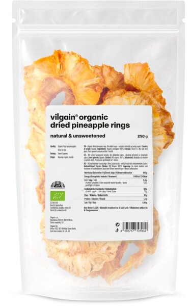 Vilgain Ananas sušený BIO – kroužky 250 g