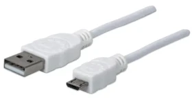 Manhattan USB 2.0 A - Micro-B bílý / Kabel / 1 m / 480 Mbit/s (323987)