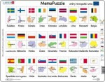 Puzzle MAXI - Memo státy, hlavní města, vlajky/54 dílků - Kohoutová tetování