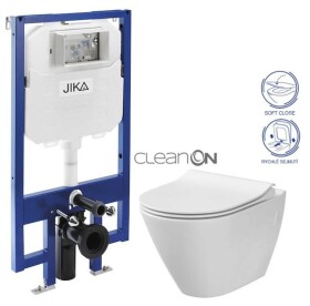 JIKA předstěnový instalační 8 cm systém bez tlačítka + WC CERSANIT CLEANON CITY H894652 X CI1