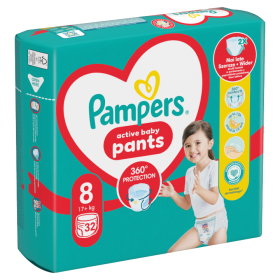 Plenkové Kalhotky Pampers Active Baby Pants, Velikost 8, 32 Plenky, 17kg+