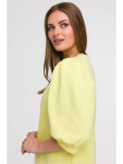 B291 Šaty áčkového střihu s pouzdrovými rukávy - citronové EU 2XL/3XL