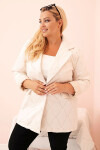 Dámská bunda Plus Size prošívaná s límcem a knoflíkem světlé béžové UNI