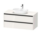 DURAVIT - Ketho.2 Umyvadlová skříňka s výřezem 57x120x55 cm, 2 zásuvky, lesklá bílá K24897022220000