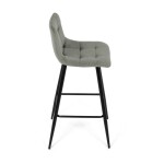 Židle barová, zelená látka, čtyřnohá kovová podnož, černý mat