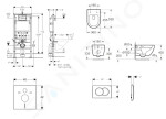 GEBERIT - Duofix Set předstěnové instalace, klozetu Oudee a sedátka softclose, tlačítko Delta01, matný chrom SANI11CA1125