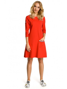 Model 18001710 Trapézové šaty pruhy červené EU