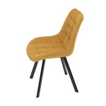 Židle jídelní, žlutá látka, nohy černý kov