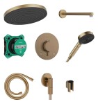 HANSGROHE - Pulsify S Sprchový set s termostatem pod omítku, s tělesem, průměr 26 cm, EcoSmart, kartáčovaný bronz 24624140
