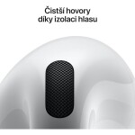 Apple AirPods 4 s aktivním potlačením hluku bílá (2024) / bezdrátová sluchátka / ANC / Bluetooth / výdrž až 30 hodin (MXP93ZM/A)