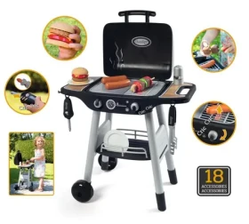 Smoby 24497 kuchyňka Barbecue gril černo-stříbrný na kolečkách se 17 doplňky