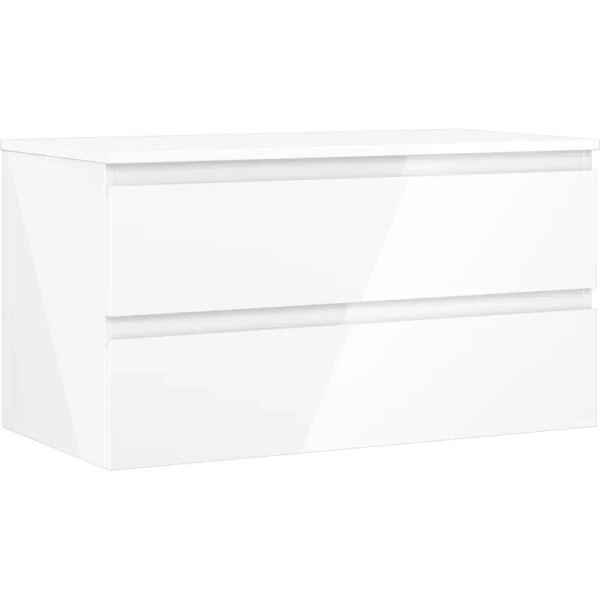 MEXEN/S - Orio koupelnová skříňka pod umyvadlo 90 cm s deskou, 2 zásuvky, bílá lesk 91A10-09047-2-BFFC00