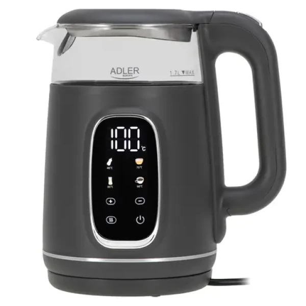 Adler AD 1305 šedostříbrná / Rychlovarná konvice / 2200 W / 1.7 L / termostat 40–100 °C (AD 1305gs)