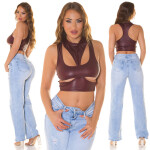 Sexy top Koucla Wetlook Crop top výřezy Einheitsgroesse