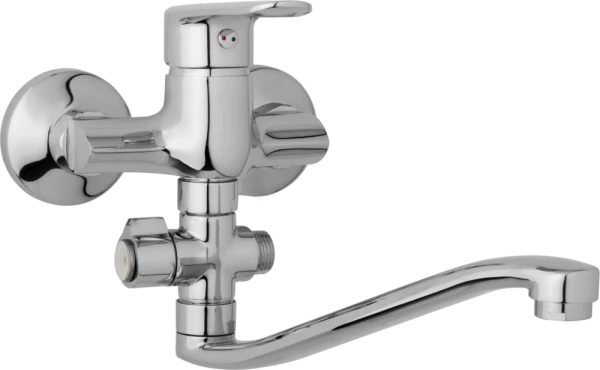 JB Sanitary Nástěnná umyvadlová a sprchová baterie FINERY, rozteč 100 mm, otočný přepínač, bez příslušenství, ramínko 300 mm F10 32 40