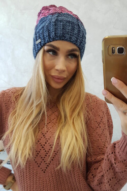 Fleecová čepice Dolores K303 denim+růžová+tmavě fialová UNI