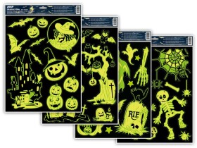 MFP MFP, 1041941, okenní fólie svítící, mix motivů Halloween, 1 ks